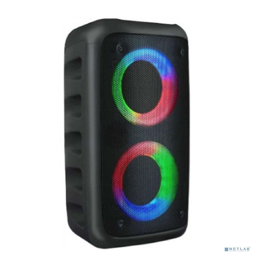 Ginzzu GM-916B (10Вт, TWS, 150Гц-18КГц, динамики 2х3,0", 2400мАч, AUX, USB-flash, микро SD, КАРАОКЕ, FM-радио, RGB