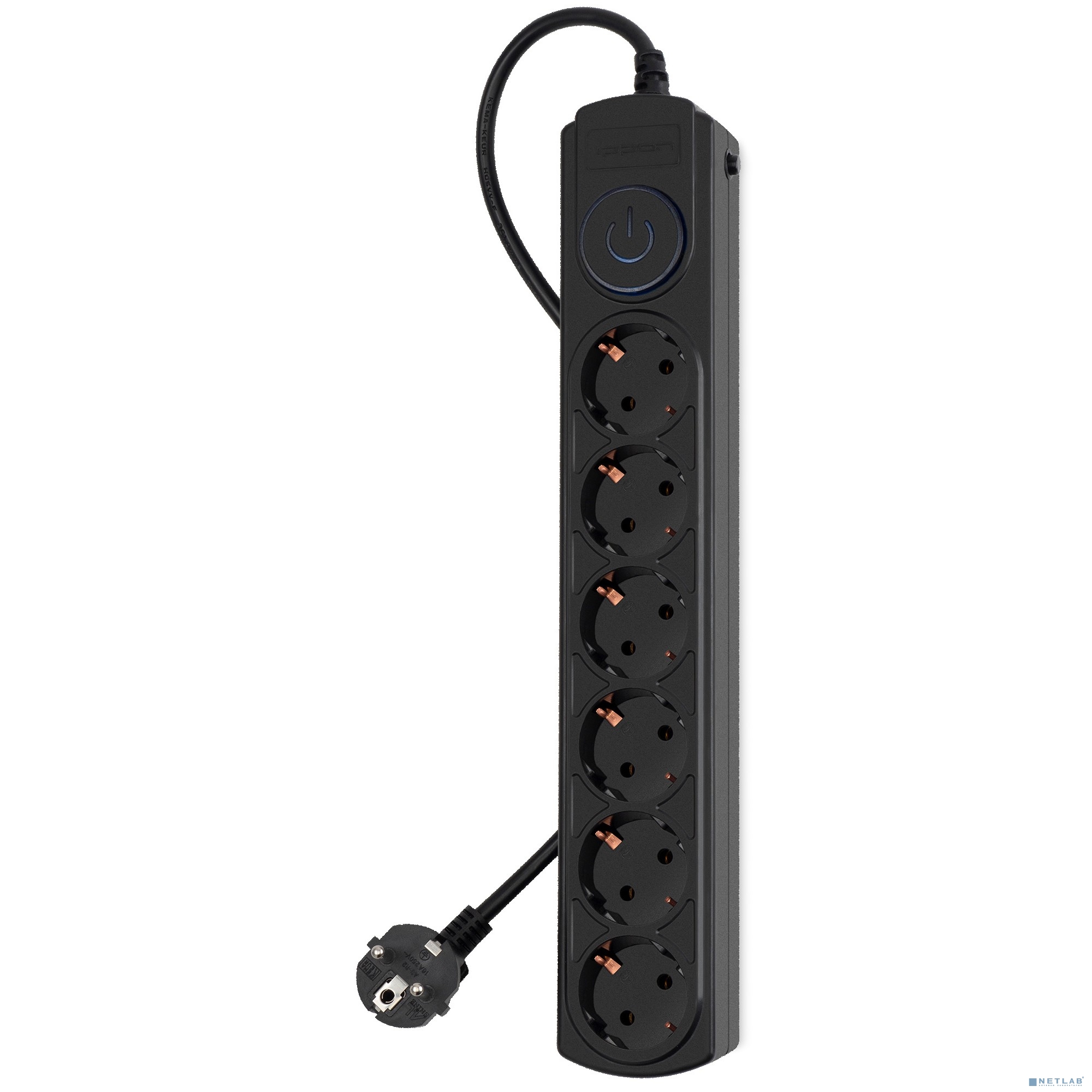 Ippon Сетевой фильтр BK-6-EU-3-10-B, 3м, черный