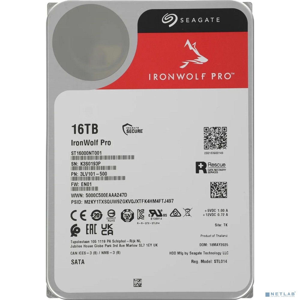 16TB Seagate Ironwolf Pro (ST16000NT001)