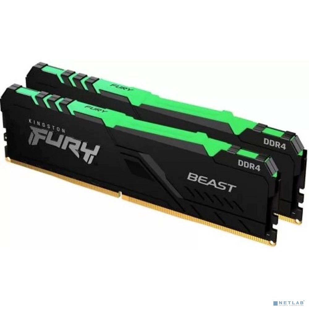 Память DDR4 2x32GB 3200MHz Kingston KF432C16BB2AK2/64 Fury Beast RGB RTL Gaming PC4-25600 CL16 DIMM 288-pin 1.35В dual rank с радиатором Ret
