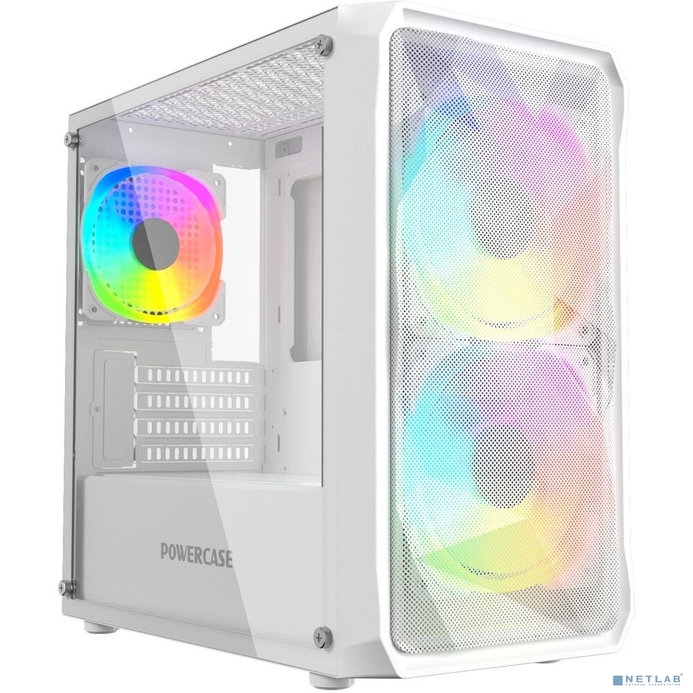 Powercase Mistral Micro A3W ARGB, Tempered Glass, 2x 140mm ARGB PWM+1x 120mm ARGB PWM, белый, mATX (CMMAW-A3)