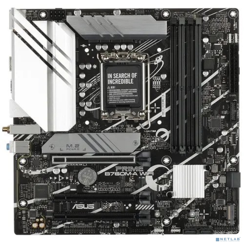 ASUS PRIME B760M-A WIFI (Socket 1700, mATX, 4xDDR5(128GB), 2xHDMI 2.1/DP, 3xPCIe 4.0x16, 1xLAN (2.5GbE), Wi-Fi, BT, 4xSATA 6Gb/s, 2xM.2, 2xUSB 3.2, 4xUSB 2.0, 1xPS/2)(90MB1EL0-M1EAY0)