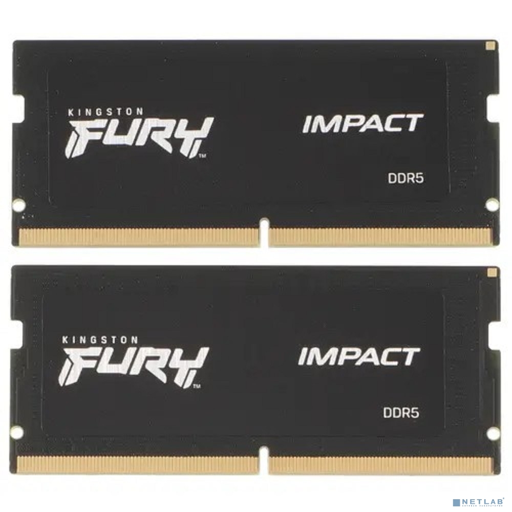 Память оперативная/ Kingston 32GB 4800MT/s DDR5 CL38 SODIMM (Kit of 2) FURY Impact PnP KF548S38IBK2-32