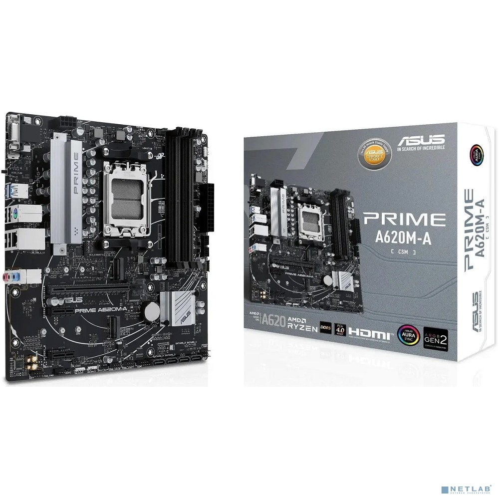 ASUS PRIME A620M-A-CSM (Socket AM5, mATX, 4xDDR5(192GB), VGA/DP/HDMI, 1xPCIe 4.0x16/2xPCIe 3.0x1, 1xLAN, 4xSATA 6Gb/s, 2xM.2, 2xUSB 3.2, 1xPS/2)