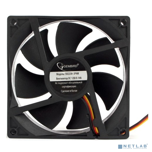 Gembird Вентилятор 92x92x25 гидродинамический тихий 3 pin/4pin Molex провод 30 см