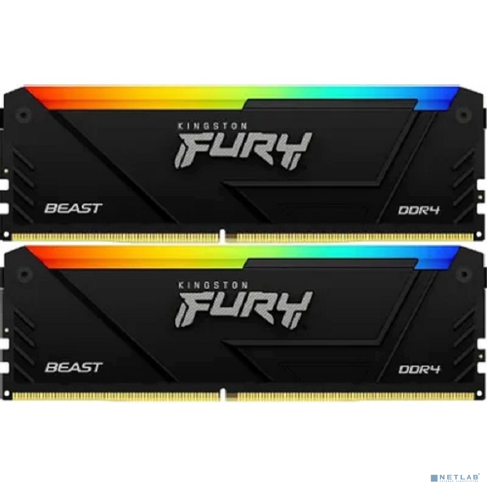 Память DDR4 2x16GB 3200MHz Kingston KF432C16BB2AK2/32 Fury Beast RGB RTL Gaming PC4-25600 CL16 DIMM 288-pin 1.35В kit single rank с радиатором Ret