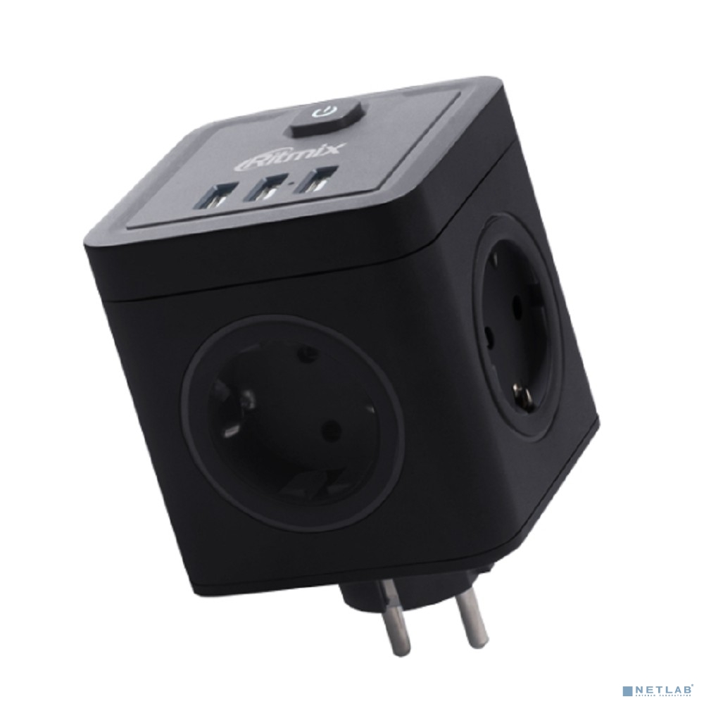 RITMIX RM-043 Black Сетевой фильтр с кнопкой питания