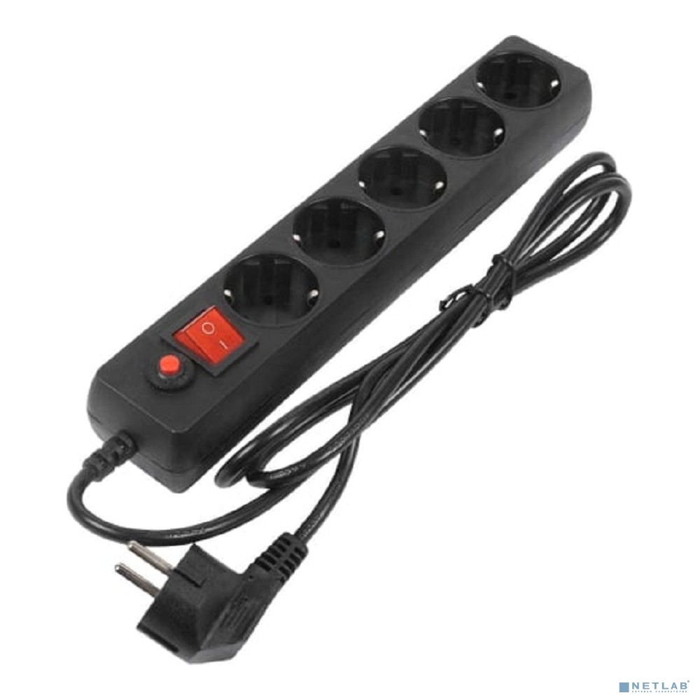 Fillum Сетевой фильтр FL-SP3-5-1.8M-BL, 1.8 м., черный, 2200 Вт., 5 розеток, упаковка- коробка