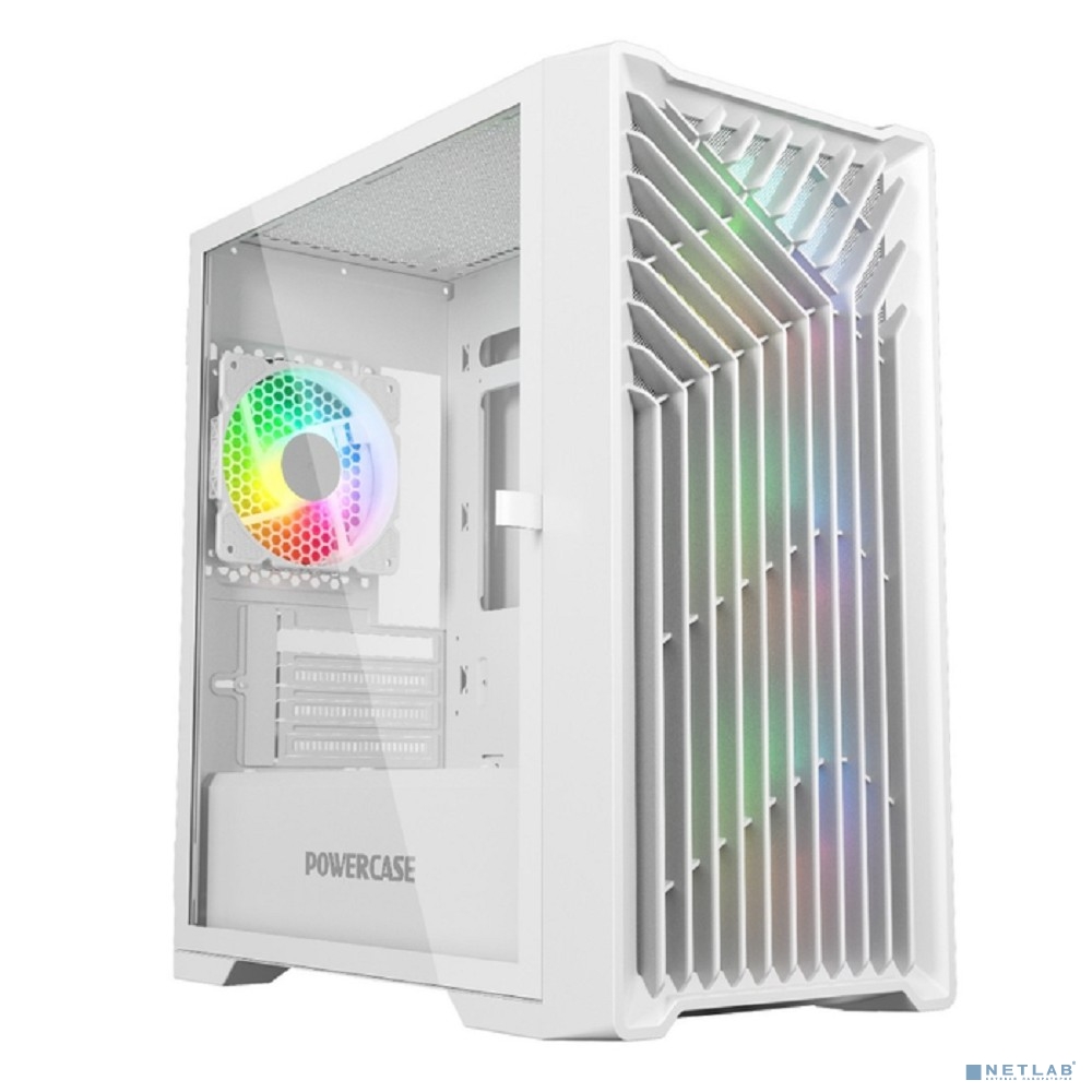 Powercase Mistral Micro X4W, Tempered Glass, 4х 120mm 5-color fan, белый, mATX (CMMXW-L4)