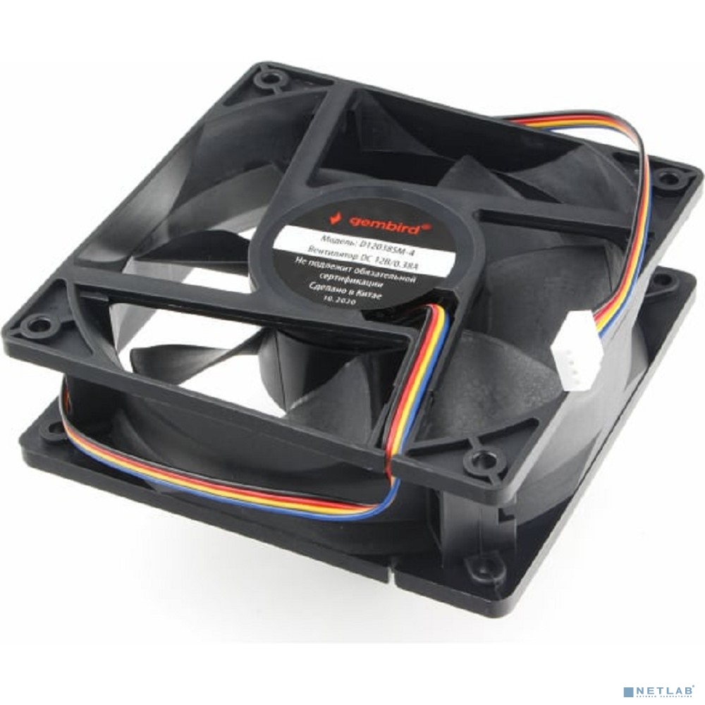 Gembird Вентилятор 120x120x38 втулка 4 pin провод 40 см
