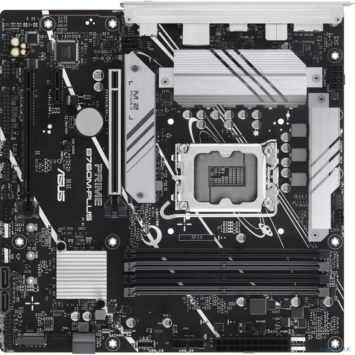 ASUS PRIME B760M-PLUS (Socket 1700, mATX, 4xDDR5(192GB), DP/HDMI 2.1, 2xPCIe 4.0x16/1xPCIe 4.0, 1xLAN (2.5GbE), 4xSATA 6Gb/s, 2xM.2, 2xUSB 3.2, 4xUSB 2.0, 1xPS/2)