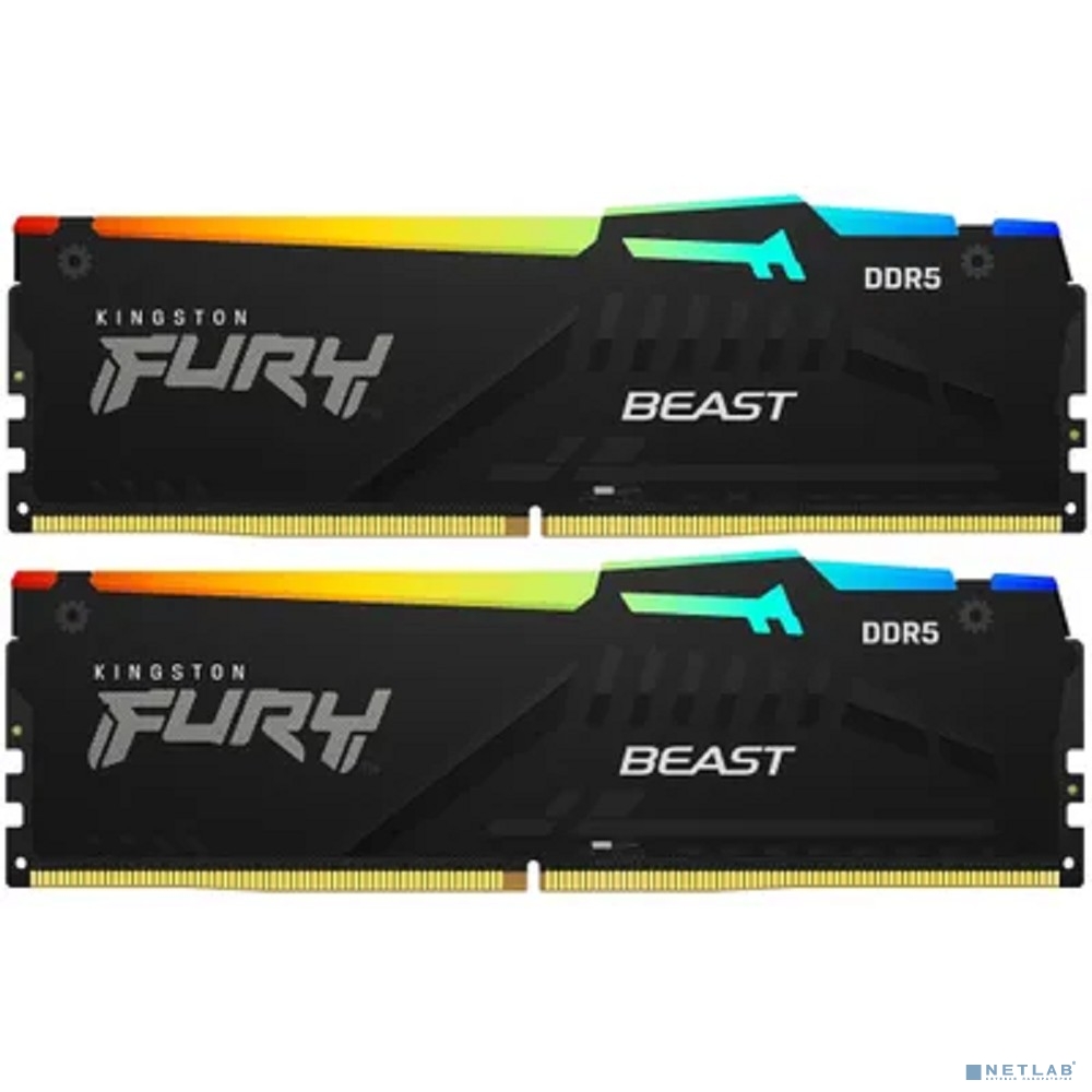 Kingston 16GB DDR5 5200 DIMM FURY Beast Black RGB kit 2*8, CL40, 1.25V, KF552C40BBAK2-16