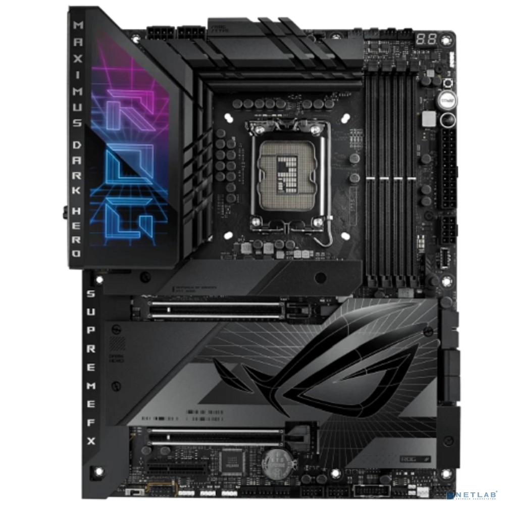 ASUS ROG MAXIMUS Z790 DARK HERO (Socket 1700, ATX, 4xDDR5(192GB), HDMI, 2xPCIe 5.0x16/1xPCIe 4.0x4, 1xLAN (2.5GbE), Wi-Fi, BT, 4xSATA 6Gb/s, 5xM.2, 2xThunderbolt 4, 1xType-C, 9xUSB 3.2, 2xPS)