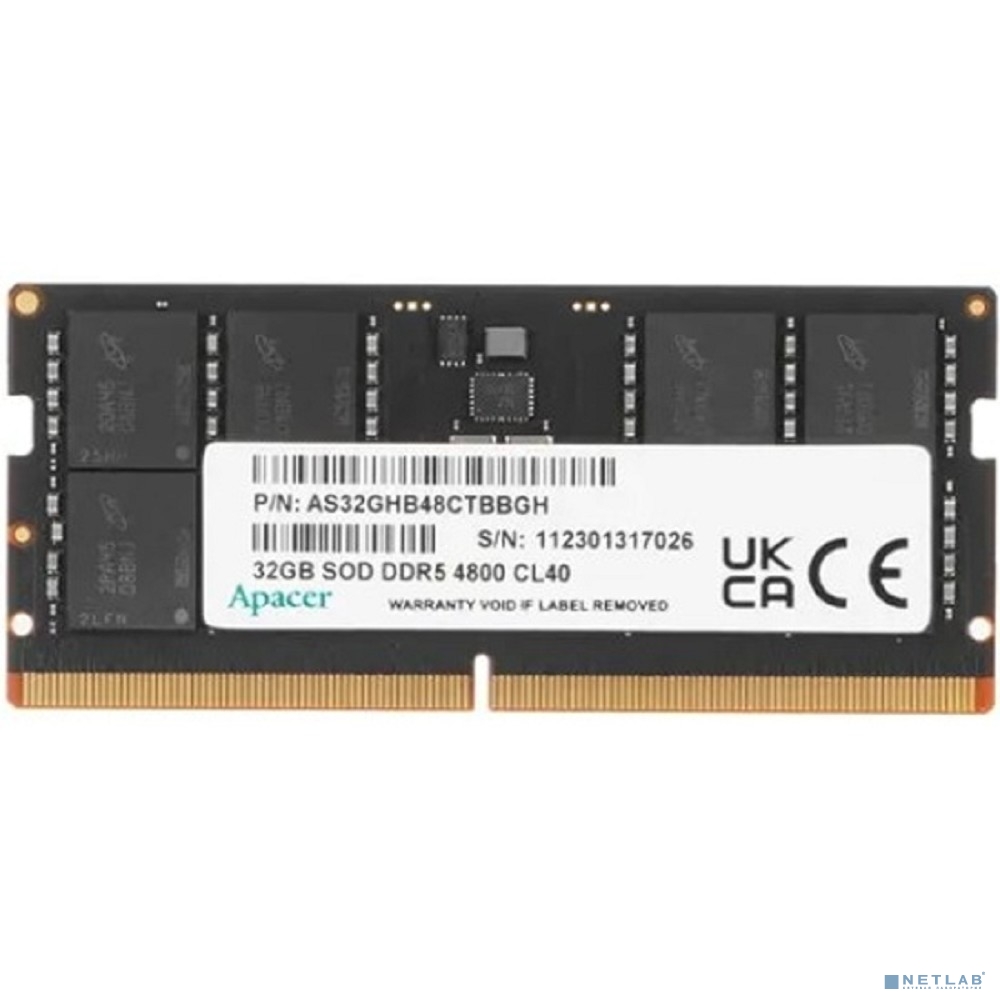 Модуль памяти Apacer 32GB DDR5 4800 SODIMM CL40, 1.2V, 2048x8, RTL