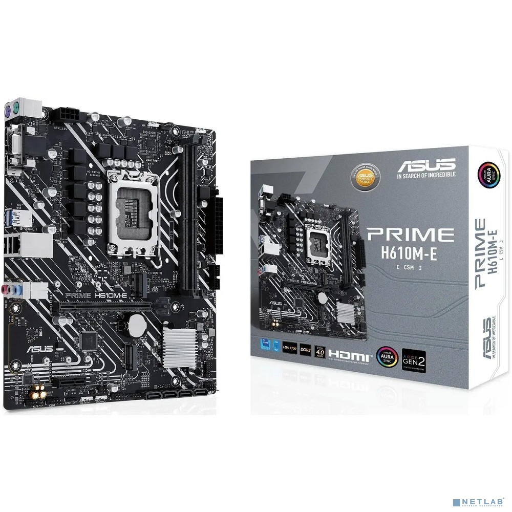 ASUS PRIME H610M-E CSM (Socket 1700, mATX, 2xDDR5(96GB), VGA/DP/HDMI, 1xPCIe/4.0x16/1xPCIe 3.0/1xLAN, 4xSATA 6Gb/s, 2xM.2, 2xUSB 3.2, 2xUSB 2.0, 2xPS/2)