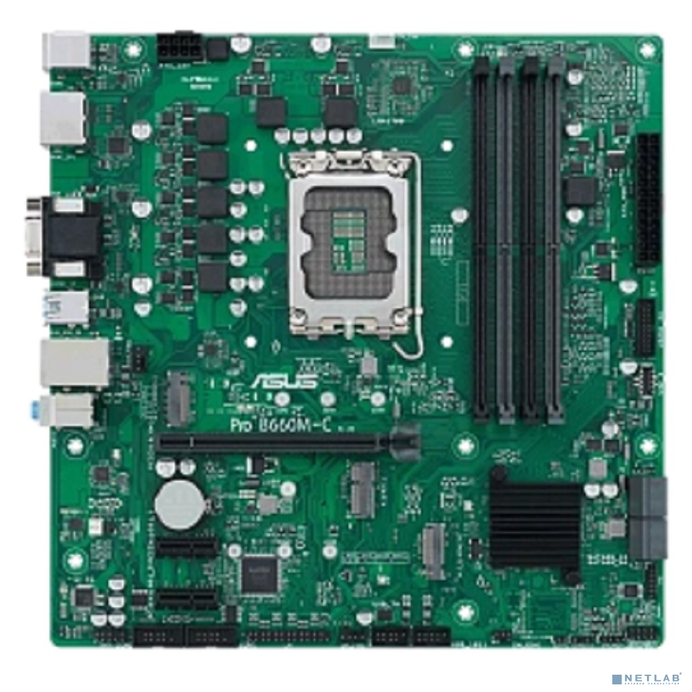 ASUS PRO B660M-C D4-CSM (Socket 1700, mATX, 4xDDR4(128GB), D-SUB/HDMI 2.1/2xDP, 1xPCIe 4.0x16/2xPCIe 3.0, 1xLAN, 4xSATA 6Gb/s, 2xM.2, 2xUSB 3.2, 2xUSB 2.0, 2xPS/2)