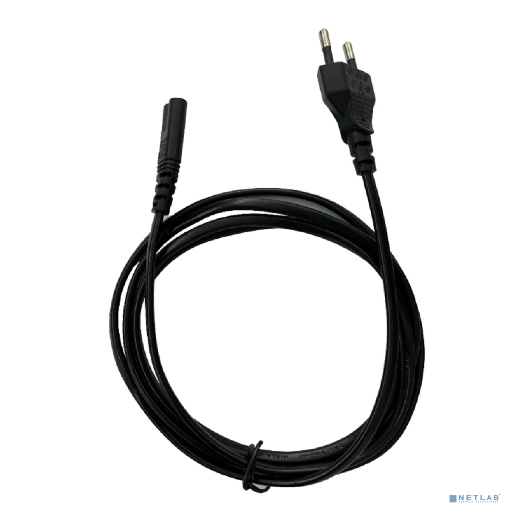 Bion Кабель питания 1.8м, Евровилка с заземлением Schuko-C7 (2-pin), 0.75мм, 10А, черный