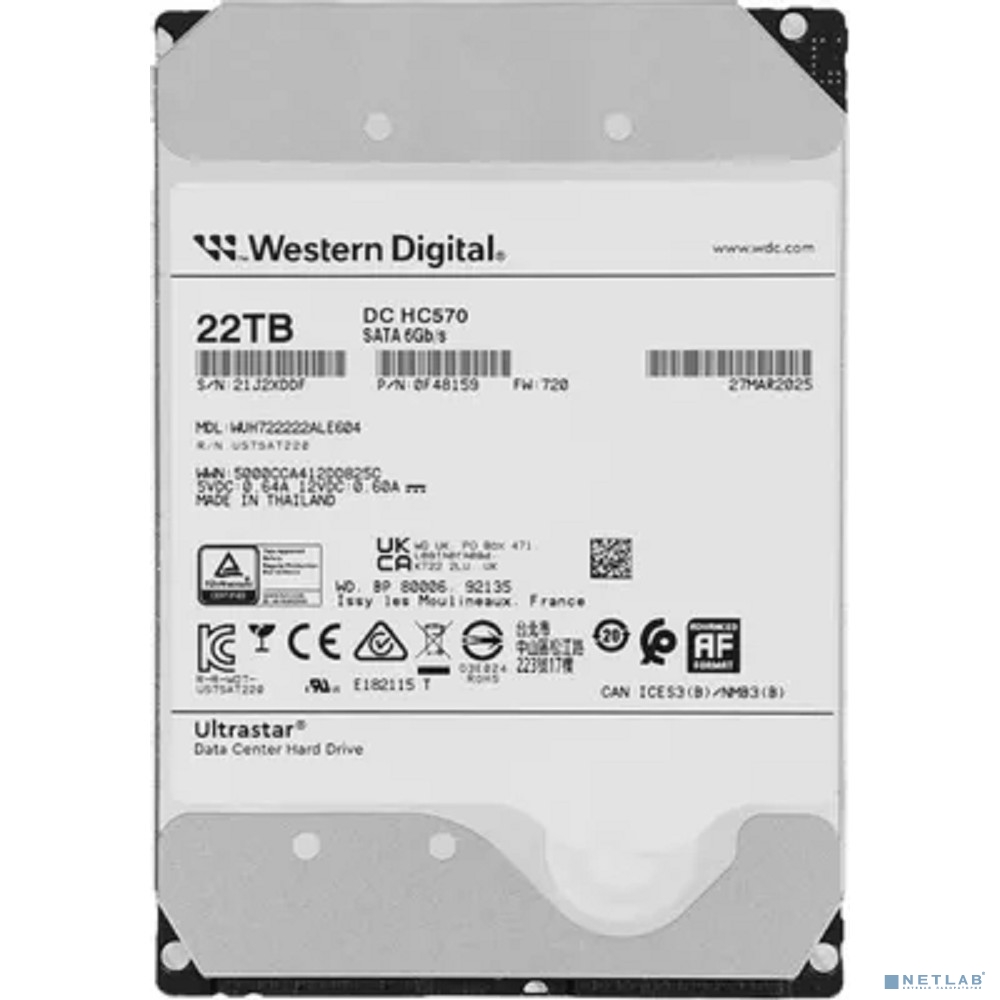 22Tb WD Ultrastar DC HC570 7200 6Gb/s 512Mb WUH722222ALE604 SATA3