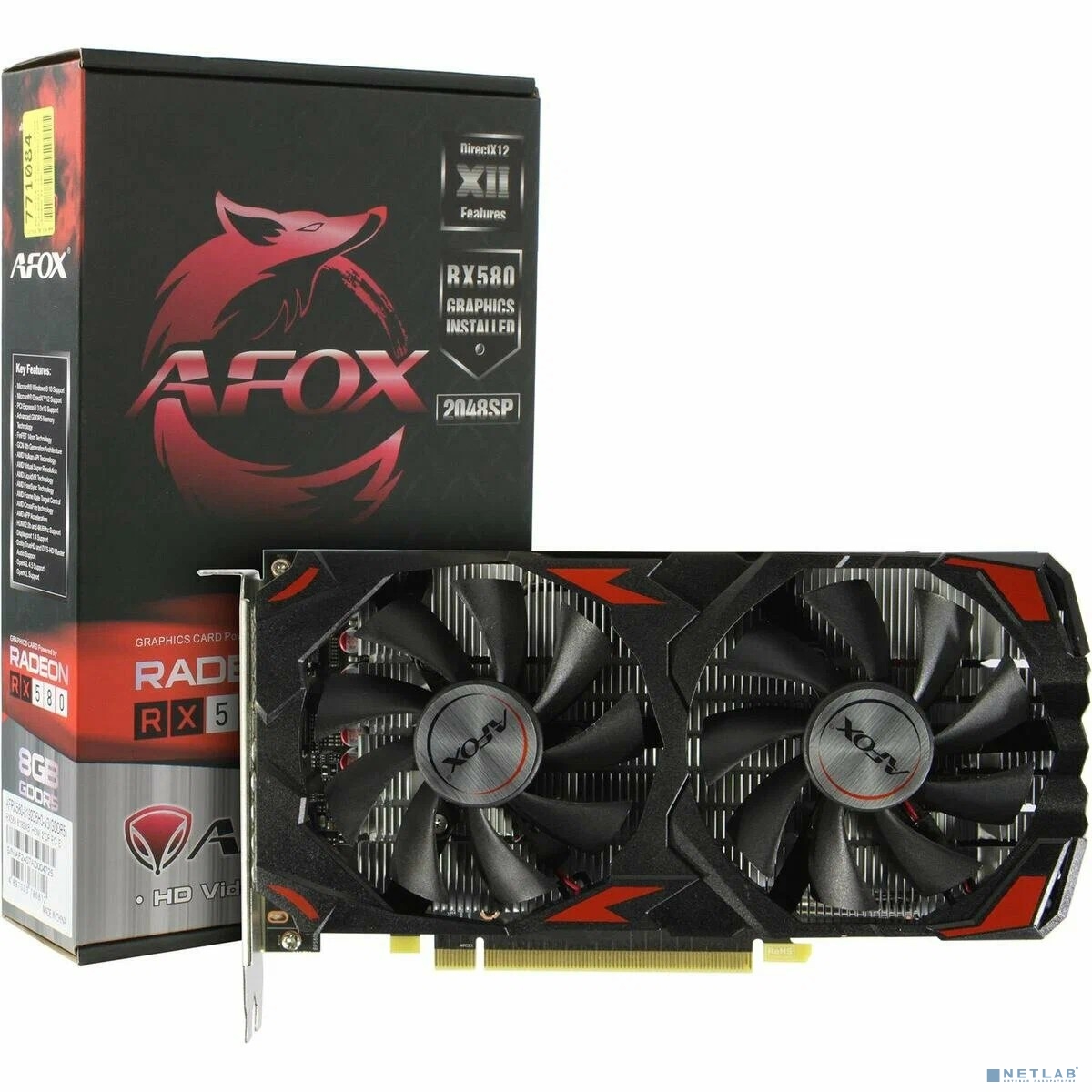 Видеокарта AFOX RX580 8GB GDDR5 256Bit 2xDP/HDMI ATX 2FAN  (AFRX580-8192D5H3-V3) RTL