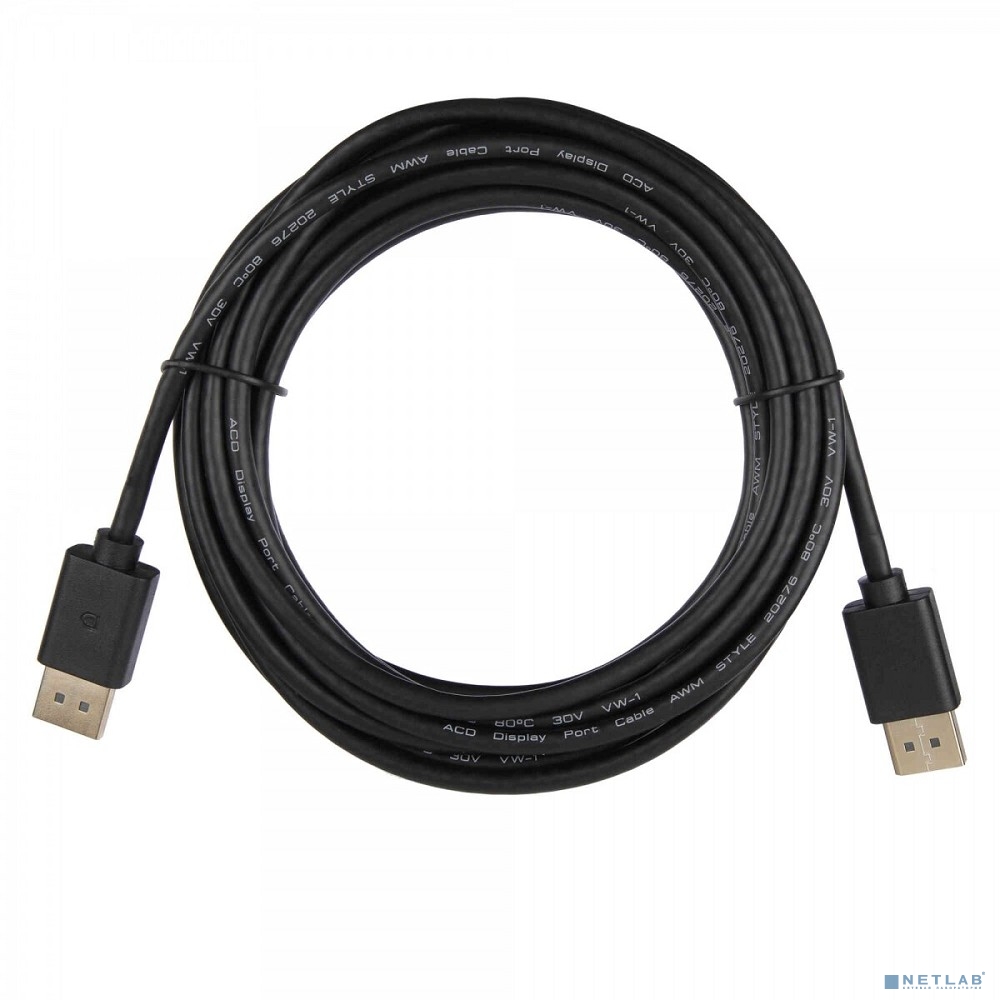 Кабель ACD Кабель ACD-DDPM2-50B |ACD-DDPM2-50B| DisplayPort 1.2, Golden Plated, 20m/20m, Черный, 5м, (742385)