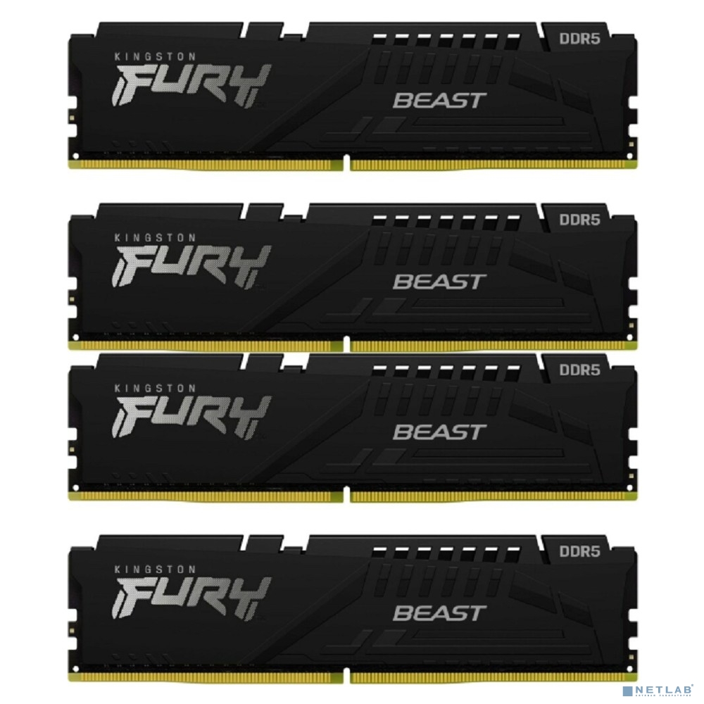 Память оперативная/ Kingston 64GB 6000MT/s DDR5 CL40 DIMM (Kit of 4) FURY Beast Black XMP