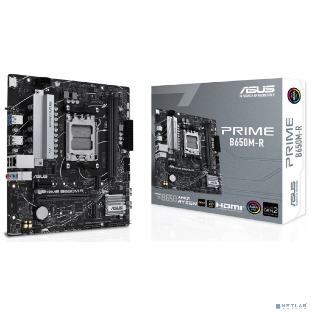 ASUS PRIME B650M-R (Socket AM5, mATX, 2xDDR5(96GB), HDMI 2.1, 1xPCIe 4.0x16/1xPCIe 4.0, 1xLAN (2.5GbE), 4xSATA 6Gb/s, 2xM.2, 2xUSB 3.2, 4xUSB 2.0)