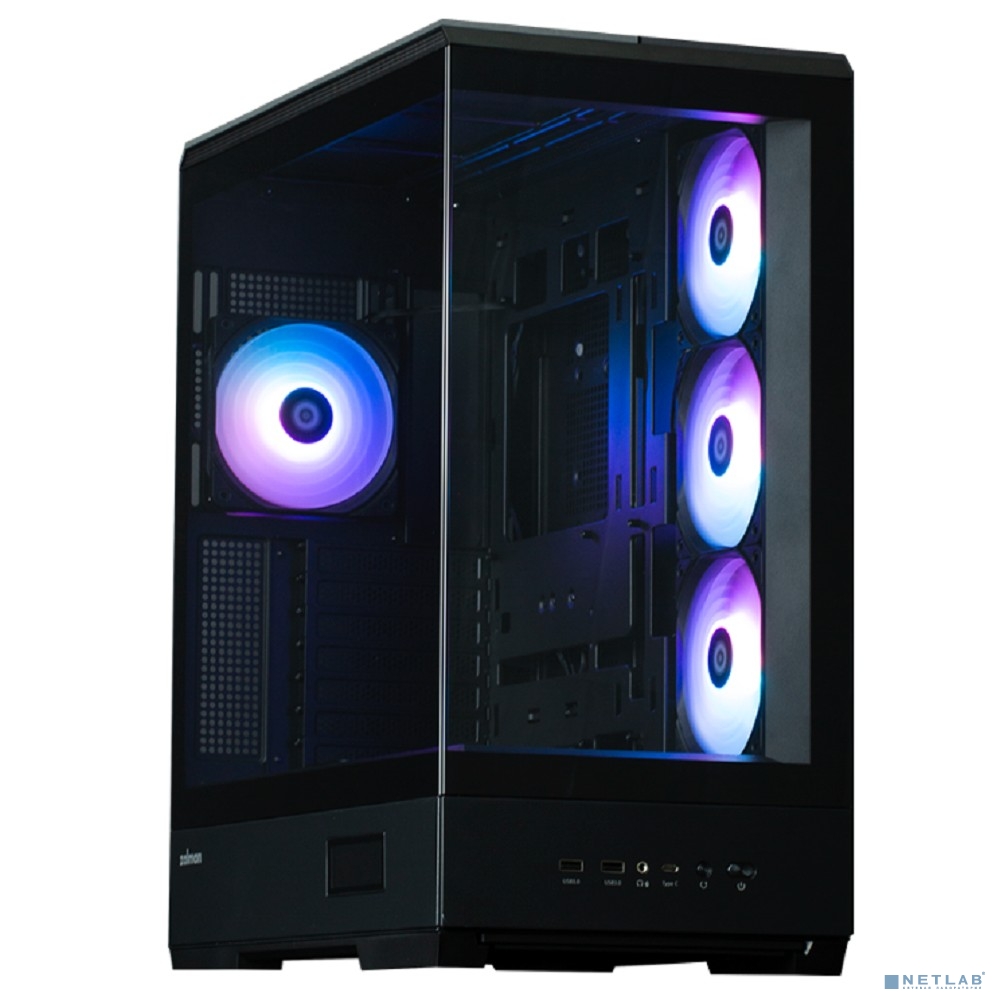 Корпус ZALMAN P50 DS BLACK, без БП, боковое окно (закаленное стекло), черный, ATX