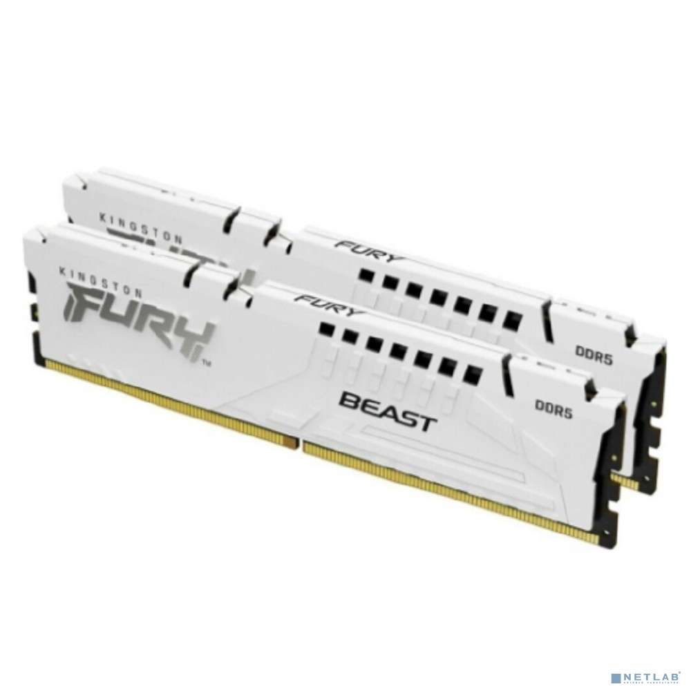 Модуль памяти Kingston 32GB (2x16GB) DDR5 6000MT/s CL36 FURY Beast White EXPO Non-ECC Unbuffered DIMM (Kit of 2) 1RX8 36-44-44 1.35V 288-pin 16Gbit