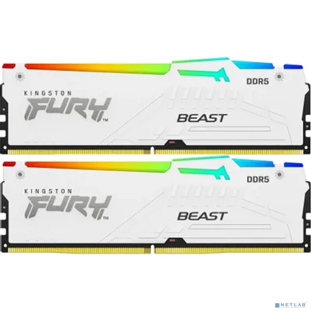 Kingston 64GB 5600MT/s DDR5 CL40 DIMM (Kit of 2) FURY Beast White RGB XMP KF556C40BWAK2-64