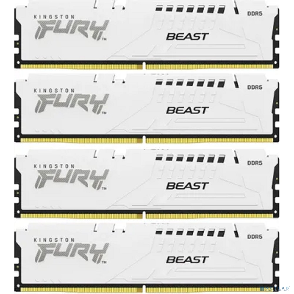 Память оперативная/ Kingston 64GB 6000MT/s DDR5 CL40 DIMM (Kit of 4) FURY Beast White XMP
