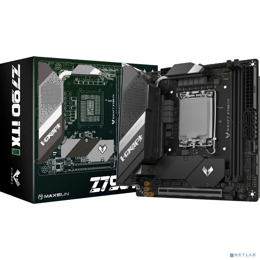 MAXSUN MS-iCraft Z790ITX WIFI V1/V2 (Socket 1700, mini-ITX, 2*DDR5, HDMI/DP, 4*SATA3, 2*M.2, 1xPCI-E x16 , 4*USB 2.0, 4* USB 3.2 Gen1, 1* Type-C, LAN 1*2.5G, Bluetooth, Wi-Fi 802.11ax, RTL)