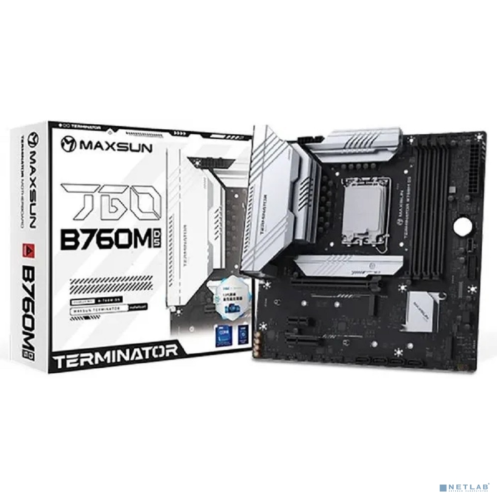 MAXSUN MS-Terminator B760M D5 (Socket 1700, mATX, 4*DDR5, DP/HDMI, 4*SATA3, 3*M.2, 1xPCI-E x16 /1xPCI-E x4, 6*USB 2.0, 2*USB 3.2 Gen1, LAN 1*2.5G, RTL)