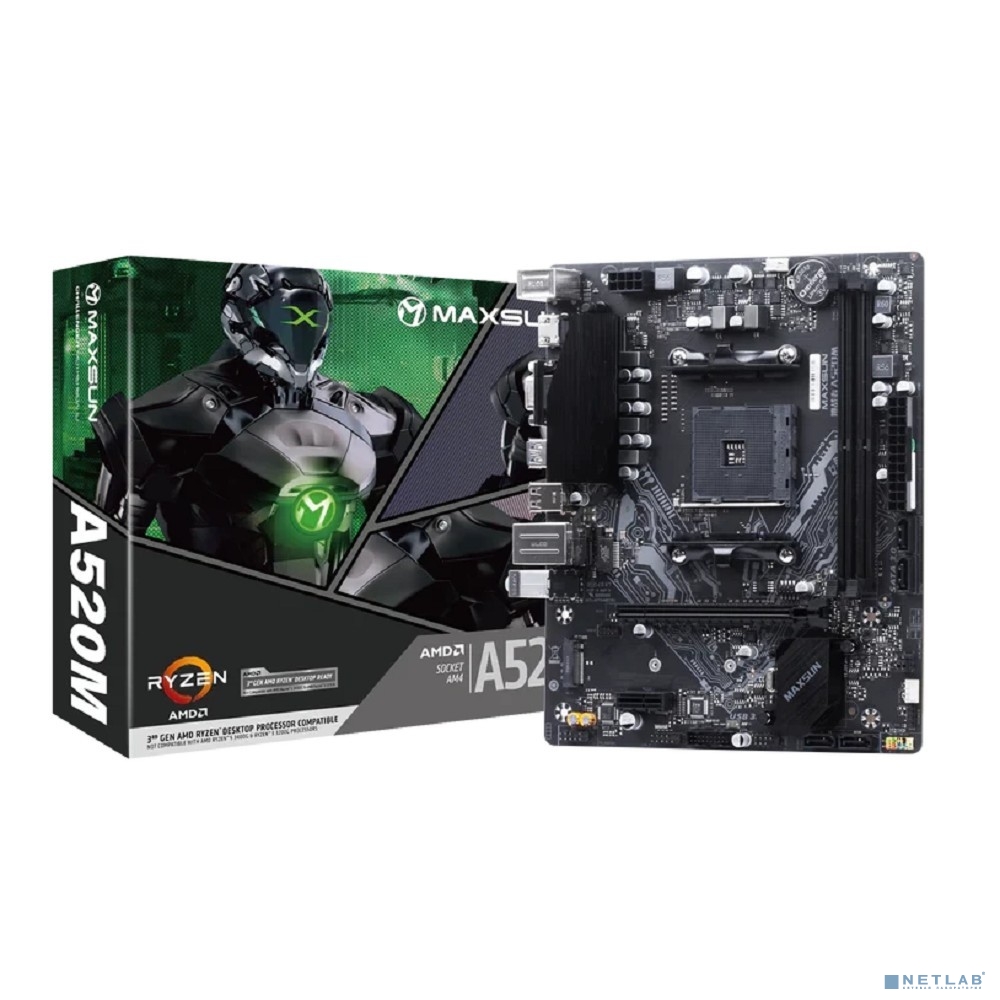 MAXSUN MS-Challenger A520M (Socket AM4, mATX, 2*DDR4, VGA/HDMI, 4*SATA3, 1*M.2, 1*PCIEx16/1*PCIEx1, 4*USB2.0, 2*USB 3.2 Gen1 , LAN 1*1G, RTL)