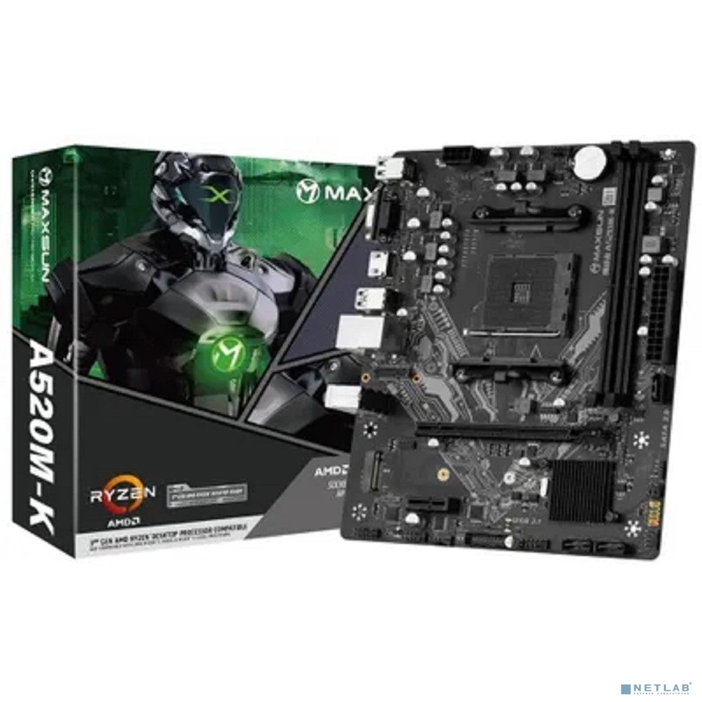 MAXSUN MS-Challenger A520M-K (Socket AM4, mATX, 2*DDR4, VGA/HDMI, 3*SATA3, 1*M.2, 1*PCIEx16/1*PCIEx1, 4*USB2.0, 2*USB 3.2 Gen1, LAN 1*1G, RTL)