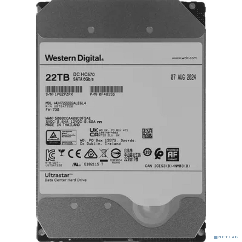 22Tb WD Ultrastar DC HC570 0F48155 7200 6Gb/s 512Mb WUH722222ALE6L4 SATA3 (48291)