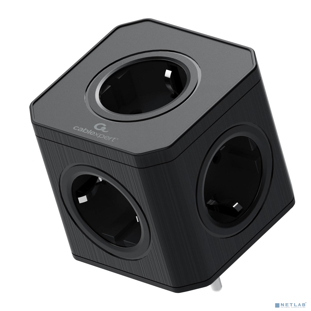 Cablexpert Тройник CUBE-5-16-B Tower (5р, 16А, заземл, ) черный, коробка