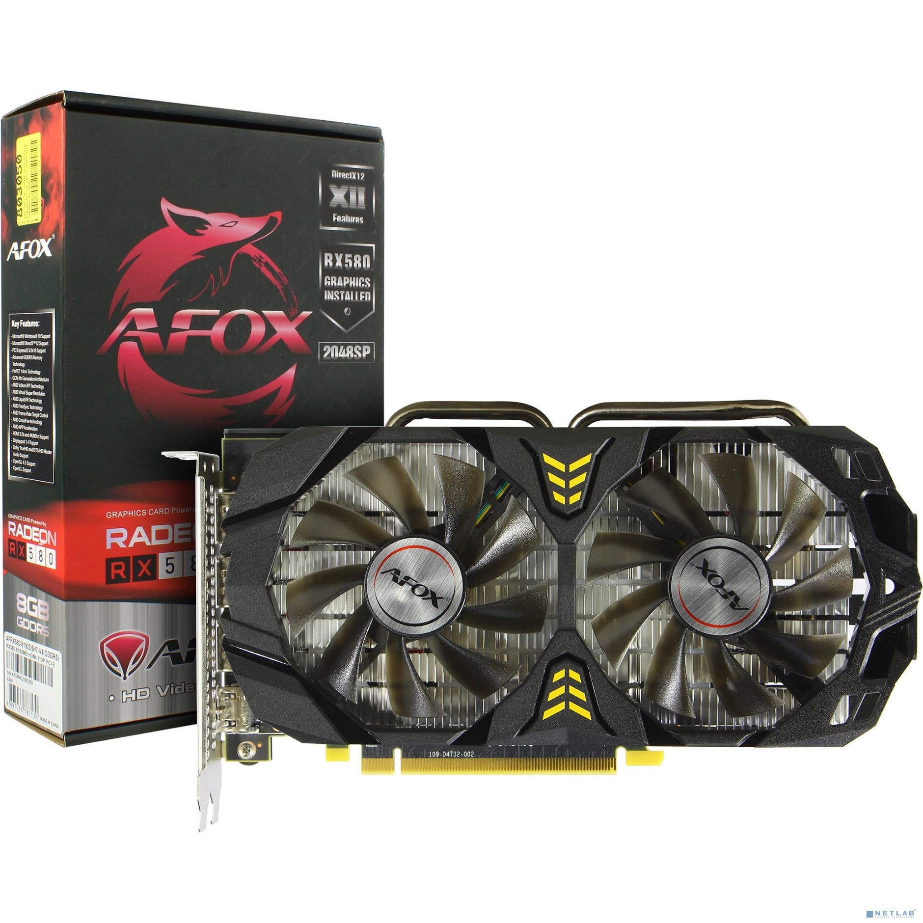 Видеокарта AFOX PCIE16 RX 580 8GB AFRX580-8192D5H7-V4