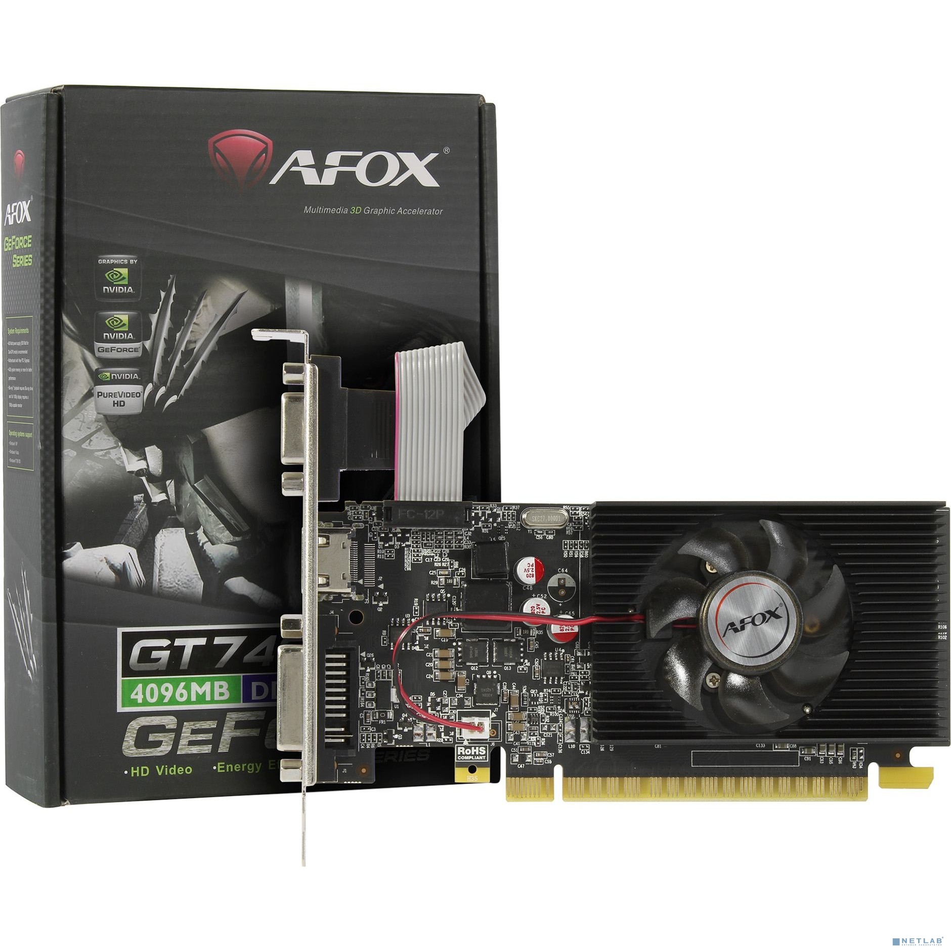 Видеокарта AFOX PCIE16 GT740 LP 4GB GDDR3 AF740-4096D3L3