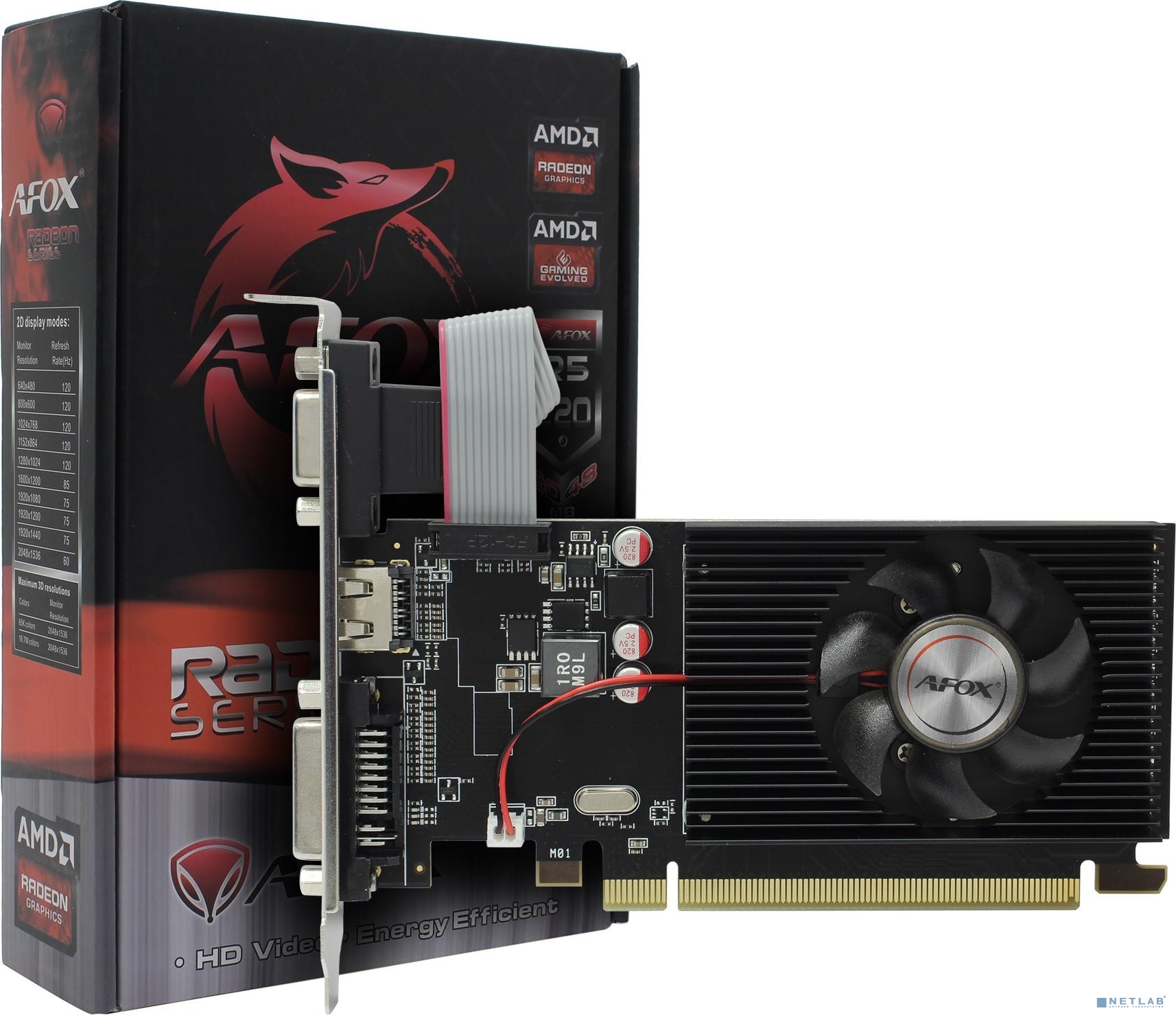 Видеокарта AFOX PCI-E R5 220 2GB DDR3 64bit DVI HDMI (AFR5220-2048D3L5) RTL
