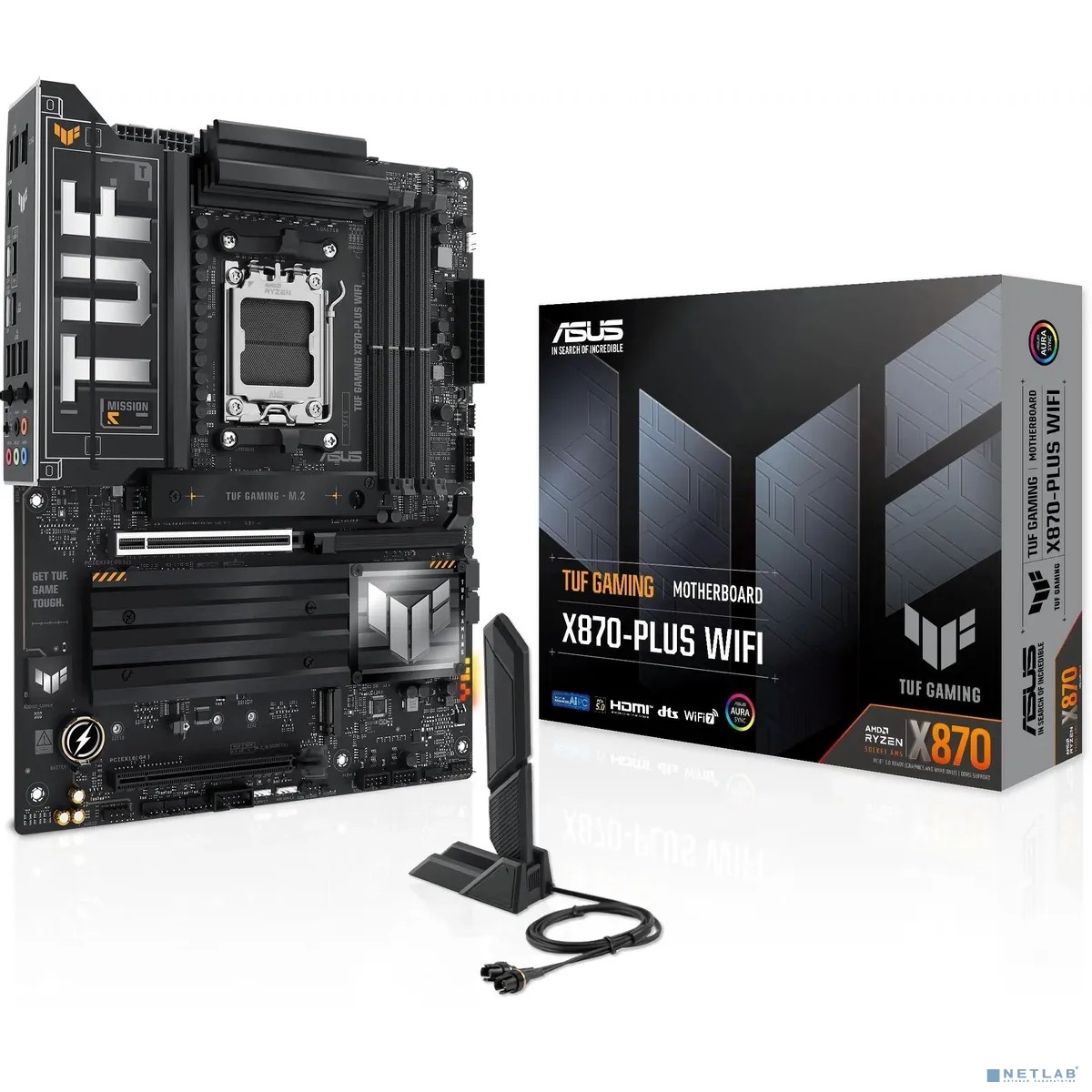 ASUS TUF GAMING X870-PLUS WIFI (Socket AM5, ATX, 4xDDR5(192GB), HDMI, 1xPCIe 5.0x16/1xPCIe 4.0x16, 1xLAN (2.5GbE), Wi-Fi 7, BT 5.4, 2xSATA 6Gb/s, 4xM.2, 2xType-C, 7xUSB 3.2, 1xUSB 2.0)