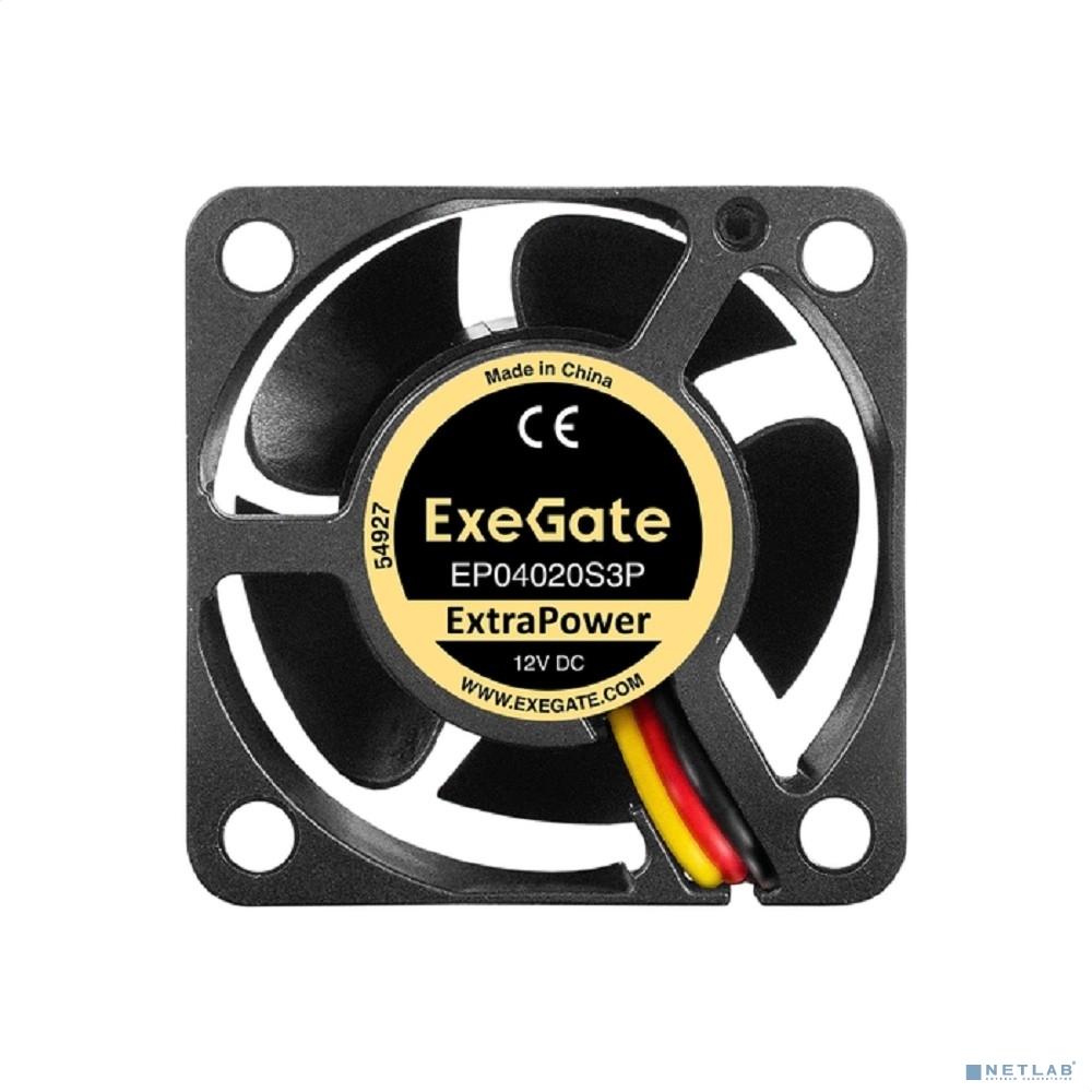 Exegate EX297014RUS Вентилятор 12В DC ExeGate ExtraPower EP04020S3P (40x40x20 мм, Sleeve bearing (подшипник скольжения), 3pin, 7000RPM, 32dBA)