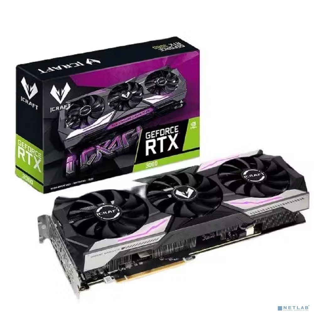 Видеокарта MAXSUN MS-GeForce RTX3060 iCraft OC 12G T1 12Gb GDDR6, 192bit, 1320-1837Mhz, 3*DP/1*HDMI2.1, 170W Ret (6940709642894)