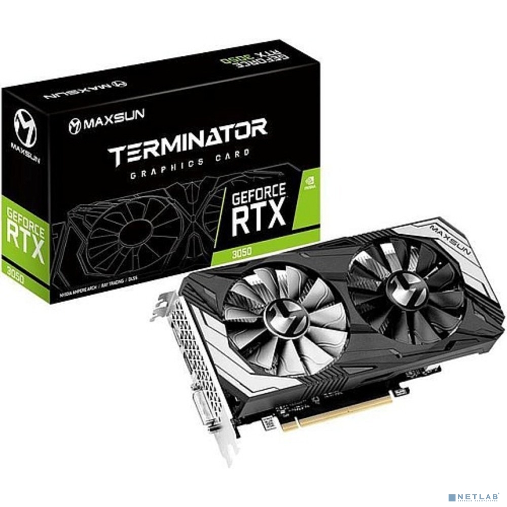 Видеокарта MAXSUN MS-RTX3050 Terminator 6G S0 6Gb GDDR6, 96bit, 1552-1777Mhz, DP/HDMI/DVI, 115W Ret (6940709610190)