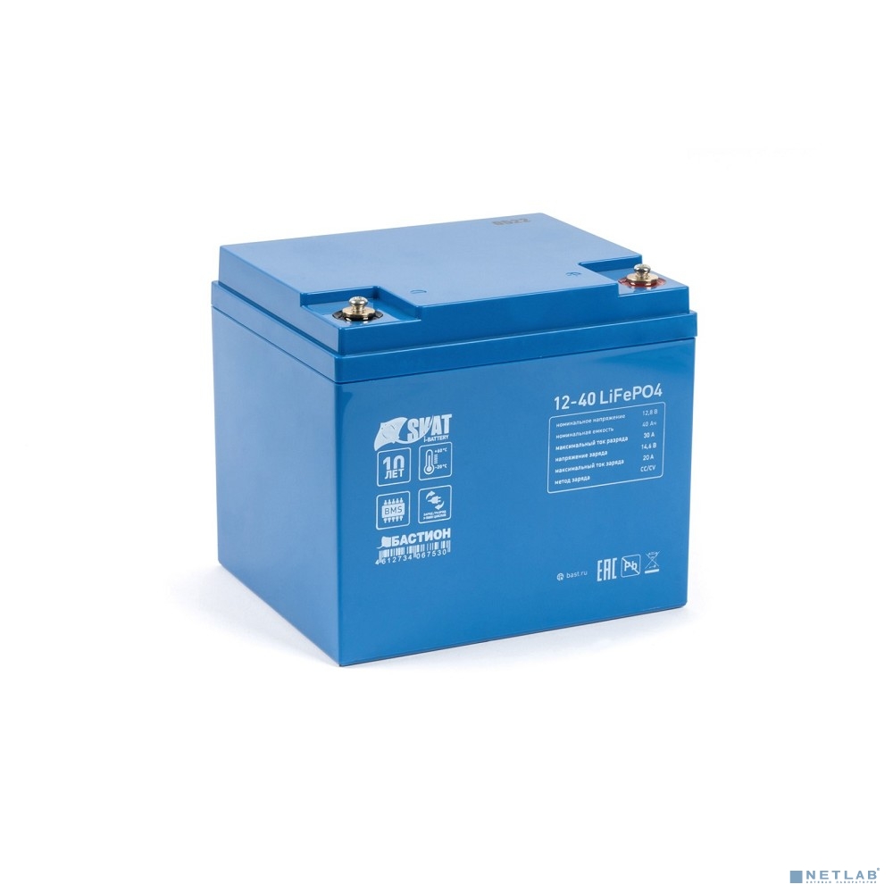 АКБ LiFePo4 БАСТИОН Skat i-Battery 12-40 12В / 40Ач, гарантия 5 лет (649)