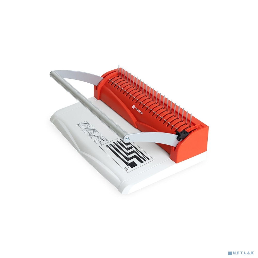 Переплетчик ГЕЛЕОС БП-13+ бело-красный на пластиковую пружину, А4, ручная перфорация 13 листов, переплет макс до 500 л., глубина перфорации 2 мм