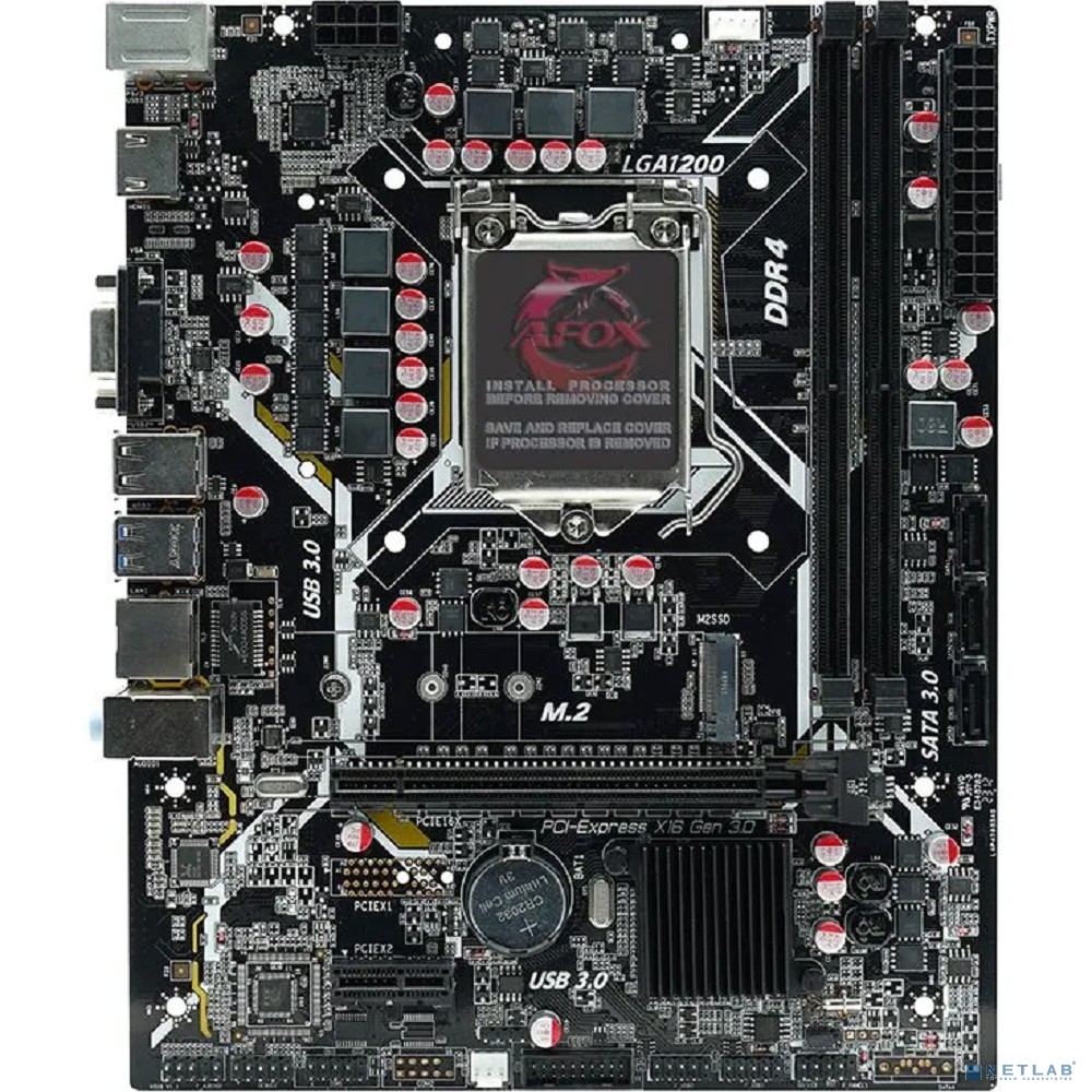 AFOX IH510D4-MA6-V2 (Socket 1200, mATX, H470, 2*DDR4(64Gb), VGA/HDM, 4*SATA3, 1*M.2, 1*PCIEx16/1*PCIEx1, 4*USB 2.0, 2*USB 3.0, 2 x PS/2, LAN 1*1G, RTL)