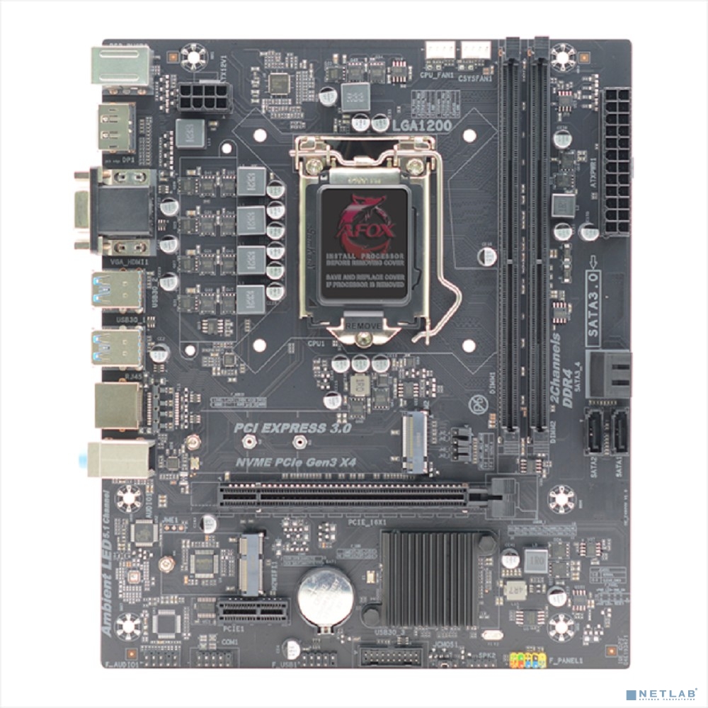 AFOX IH470D4-MA5-V2 (Socket 1200, mATX, H470, 2*DDR4(64Gb), VGA/HDMI, 4*SATA3, 1*M.2, 1*PCIEx16/1*PCIEx1, 4*USB 3.0, 4*USB 2.0, 1 x PS/2, LAN 1*1G, RTL)