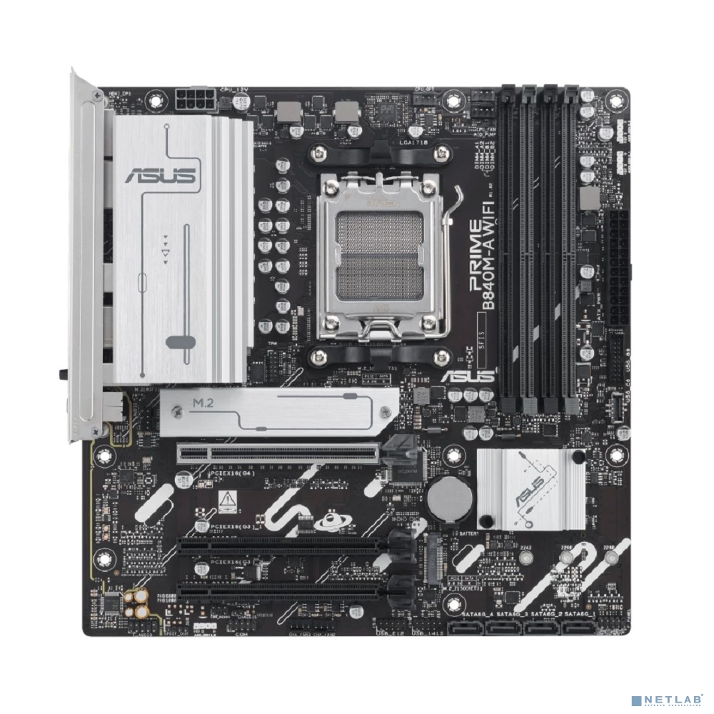 ASUS PRIME B840M-A WIFI (Socket AM5, mATX, 4xDDR5(192GB), 2xDP/HDMI, 1xPCIe 4.0x16/2xPCIe 3.0x16, 1xLAN (2.5GbE), Wi-Fi, BT, 4xSATA 6Gb/s, 3xM.2, 1xType-C, 2xUSB 3.2, 4xUSB 2.0)