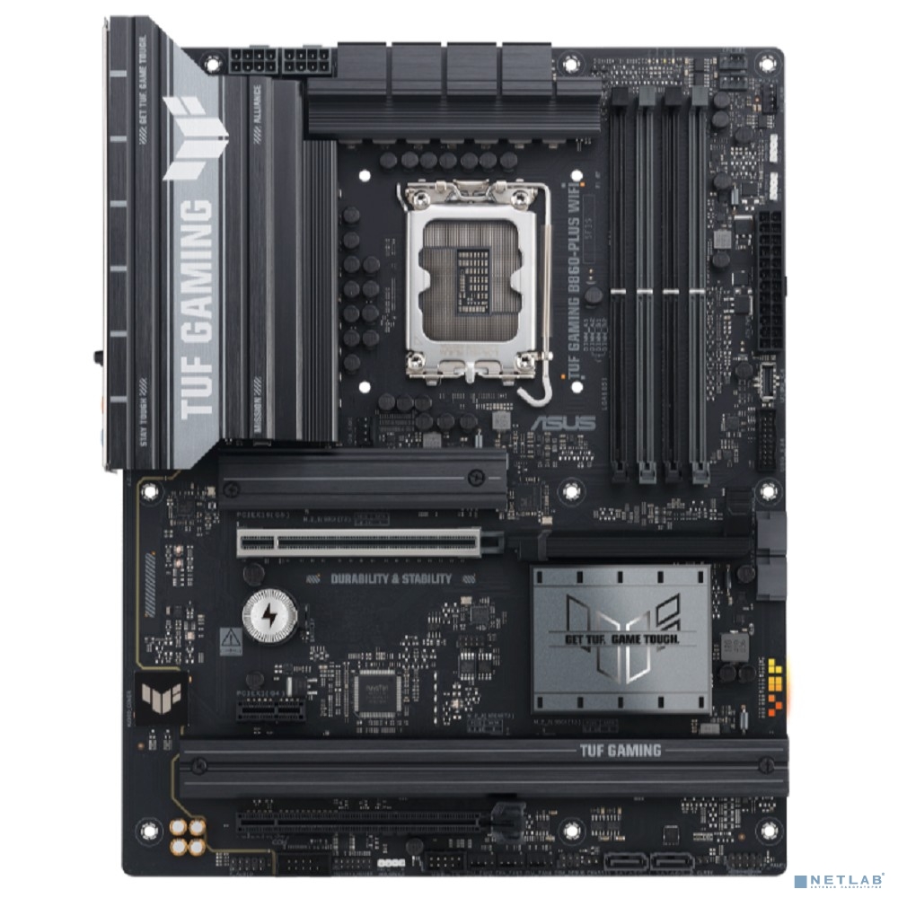 ASUS TUF GAMING B860-PLUS WIFI (Socket LGA1851,mATX, 4xDDR5(256GB), DP/HDMI/USB4, 1xPCIe 5.0x16/1xPCIe 4.0x4, 1xLAN(2.5GbE), Wi-Fi, BT, 4xSATA 6Gb/s, 3xM.2, 1xType-C, 6xUSB 3.2, 1xUSB 2.0)