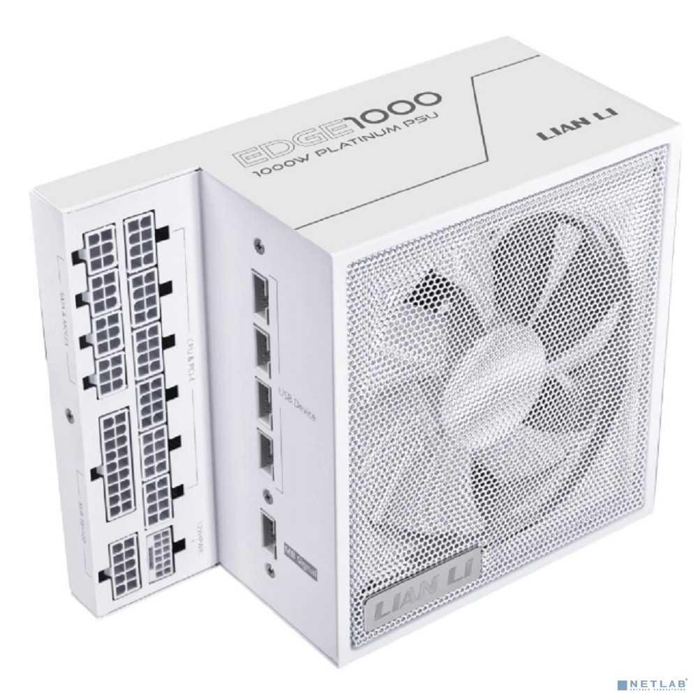Lian Li Блок питания EG1000 / White / ATX 3.1, 1000W, 80 PLUS Platinum, PCIe 5.1, APFC, USB HUB, 120mm FDB Fan, Fully Modular / G9P.EG1000.WE00.RU